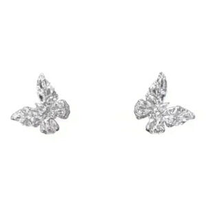 Shiny Butterfly Shaped Stud Earrings 925 Silver post.